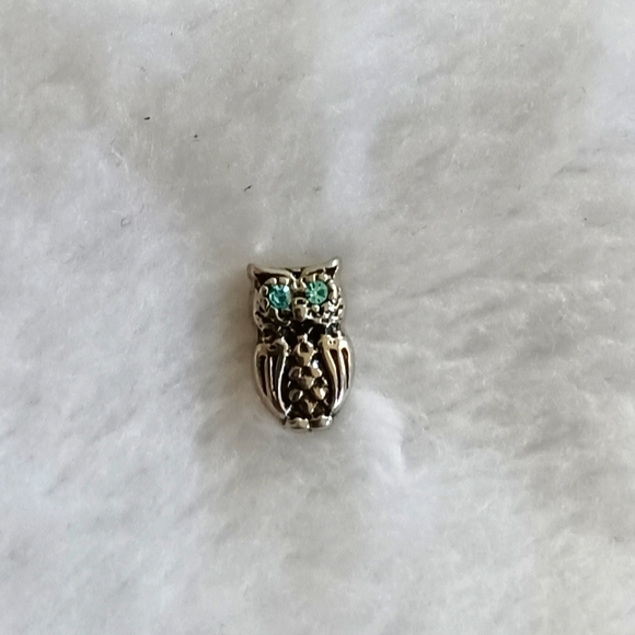 Origami Owl Jewelry - Very rare Origami Owl- Silver Owl Charm with light sky blue crystal jeweled eyes